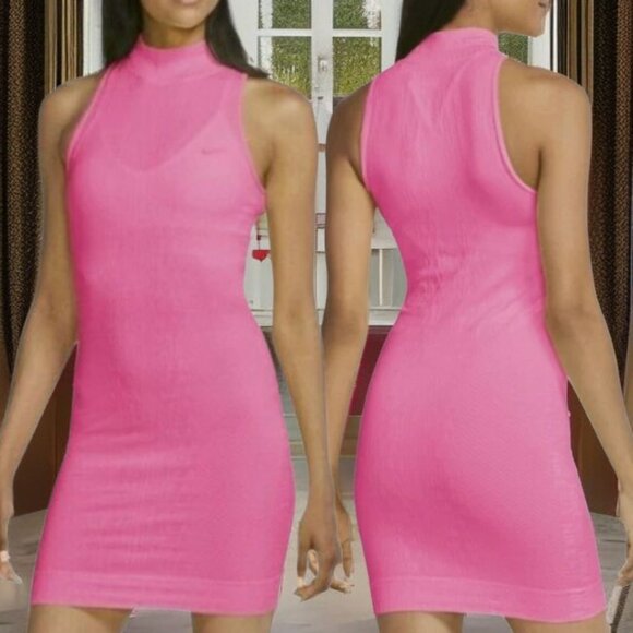 NWT NIKE AIR ( MED ) Logo Seamless Sleeveless Mock Neck Body Con Dress - Picture 1 of 6